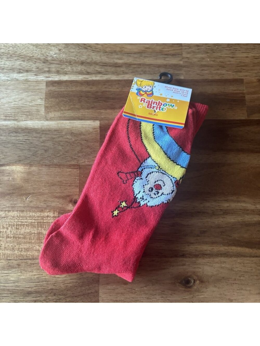 Rainbow Brite Adult Novelty Crew Socks Sz. 6.5-12 Red Multicolor Kidcore NWT